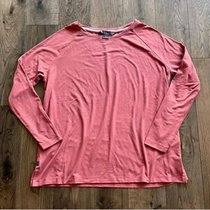 Free Fly Bamboo Long Sleeve Crewneck Women's Shirt Size XS Boxy Mauve Coral Pink